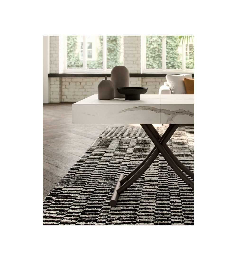 Table relevable Box - Ozzio design - céramique marbre blanc – Image 3