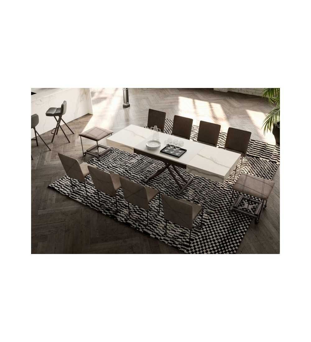 Table relevable Box - Ozzio design - céramique marbre blanc – Image 4