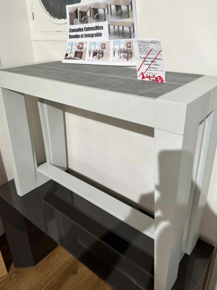 Console Extensible Rumba grise 12 couverts d'exposition