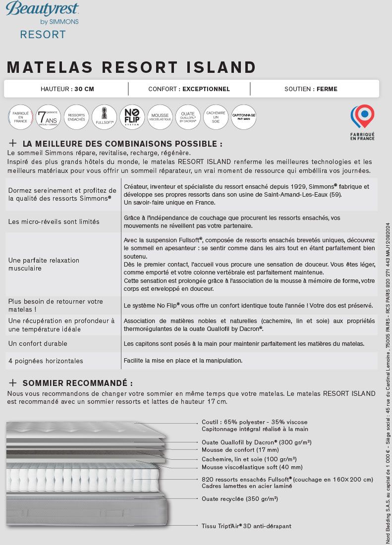 Matelas ressort Beautyrest resort island de Simmons – Image 3