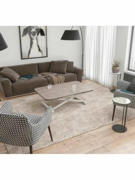 Table basse relevable, Enora pieds Gris perle